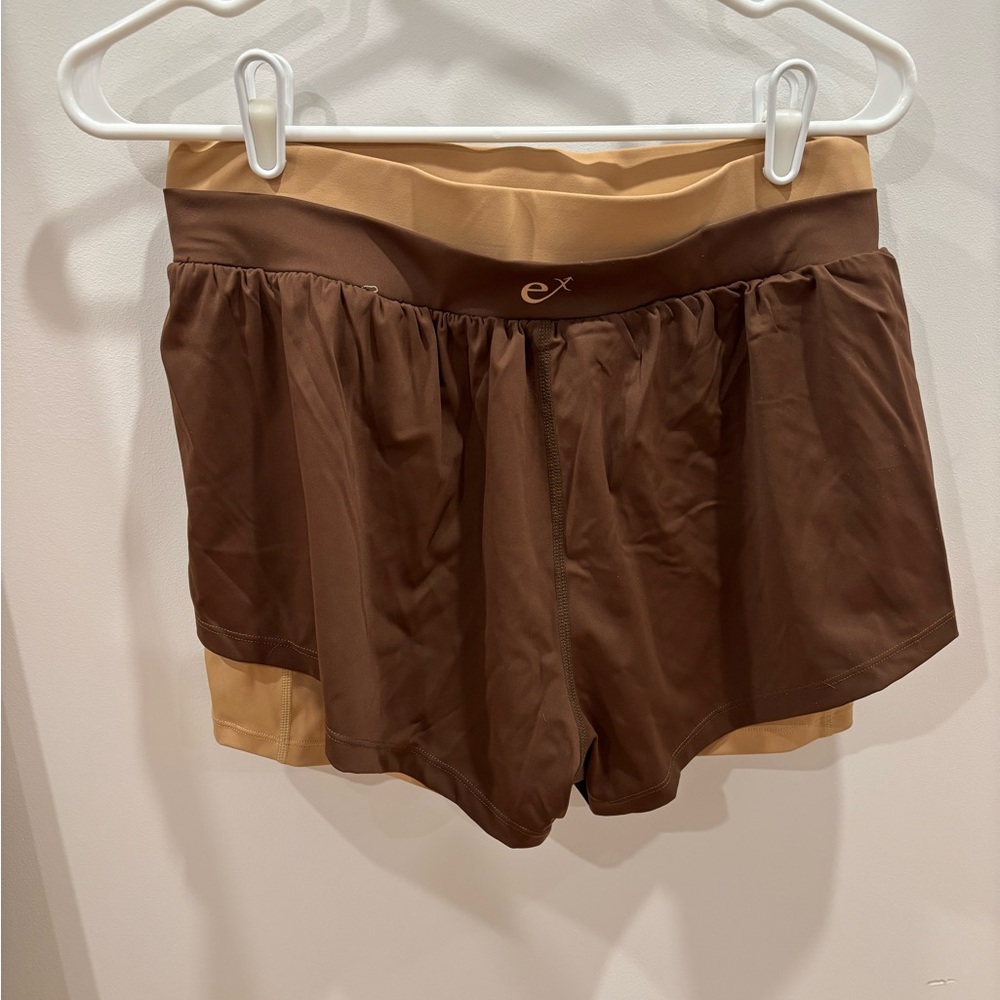 Brown and Tan Women's Athletic Shorts - Picture 2 of 3